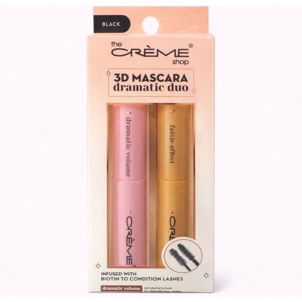The Creme Shop 3D Mascara Dramatic Duo Black Infused with Biotin New in Box